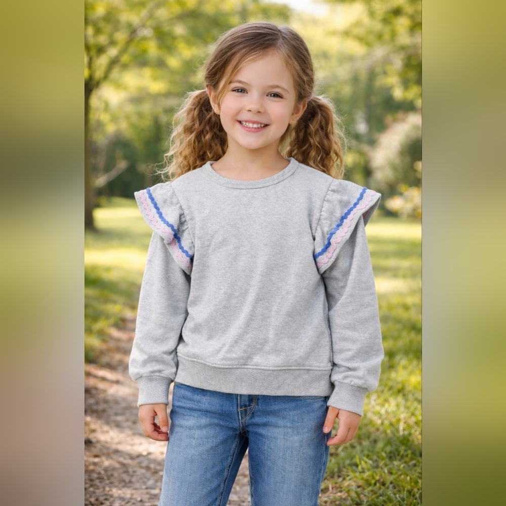 Crewcuts Ribbon Ruffle Lightweight Sweater